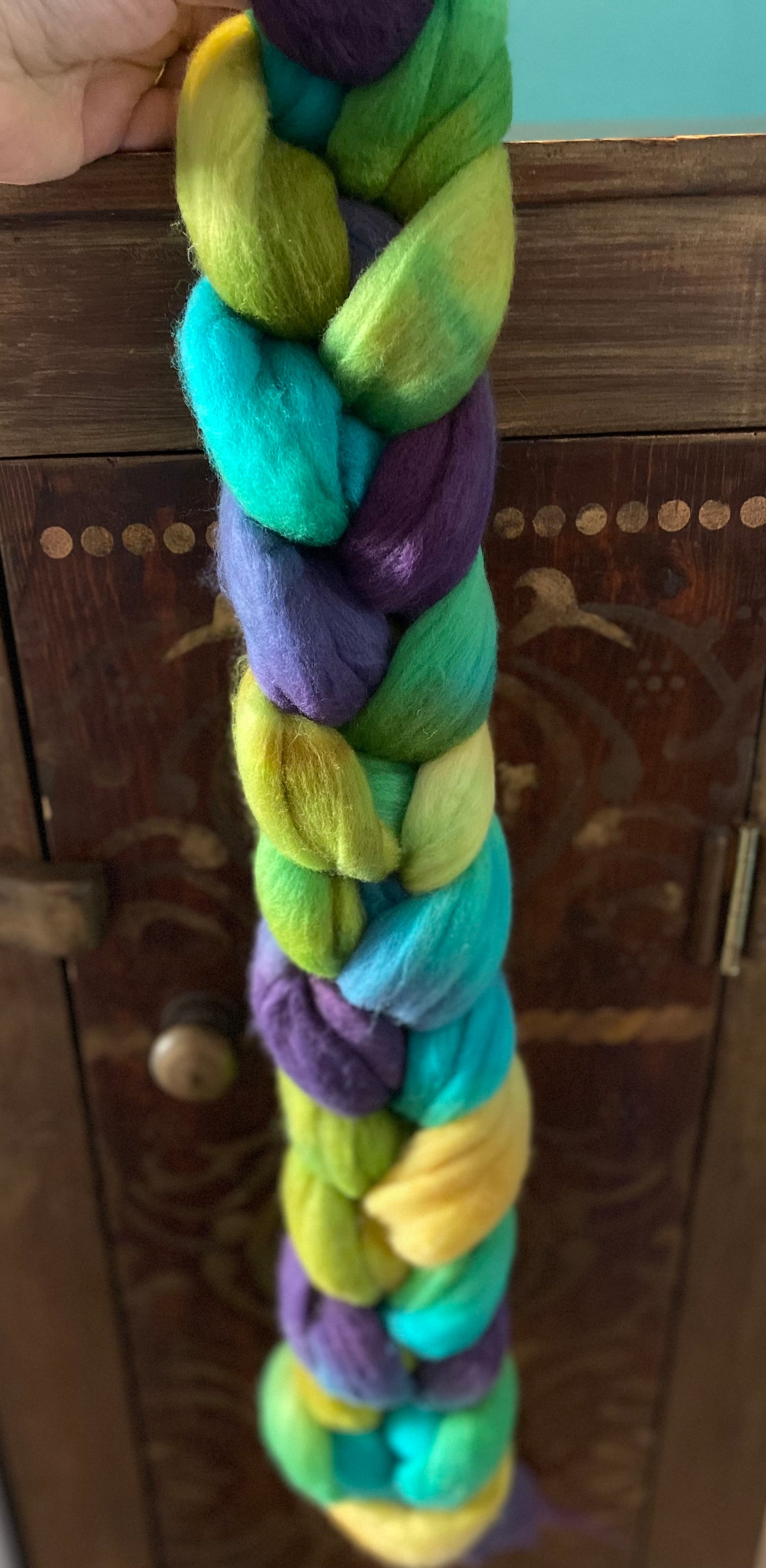 Untreated 19.5 Merino Combed - OOAK Rainbow Variegated