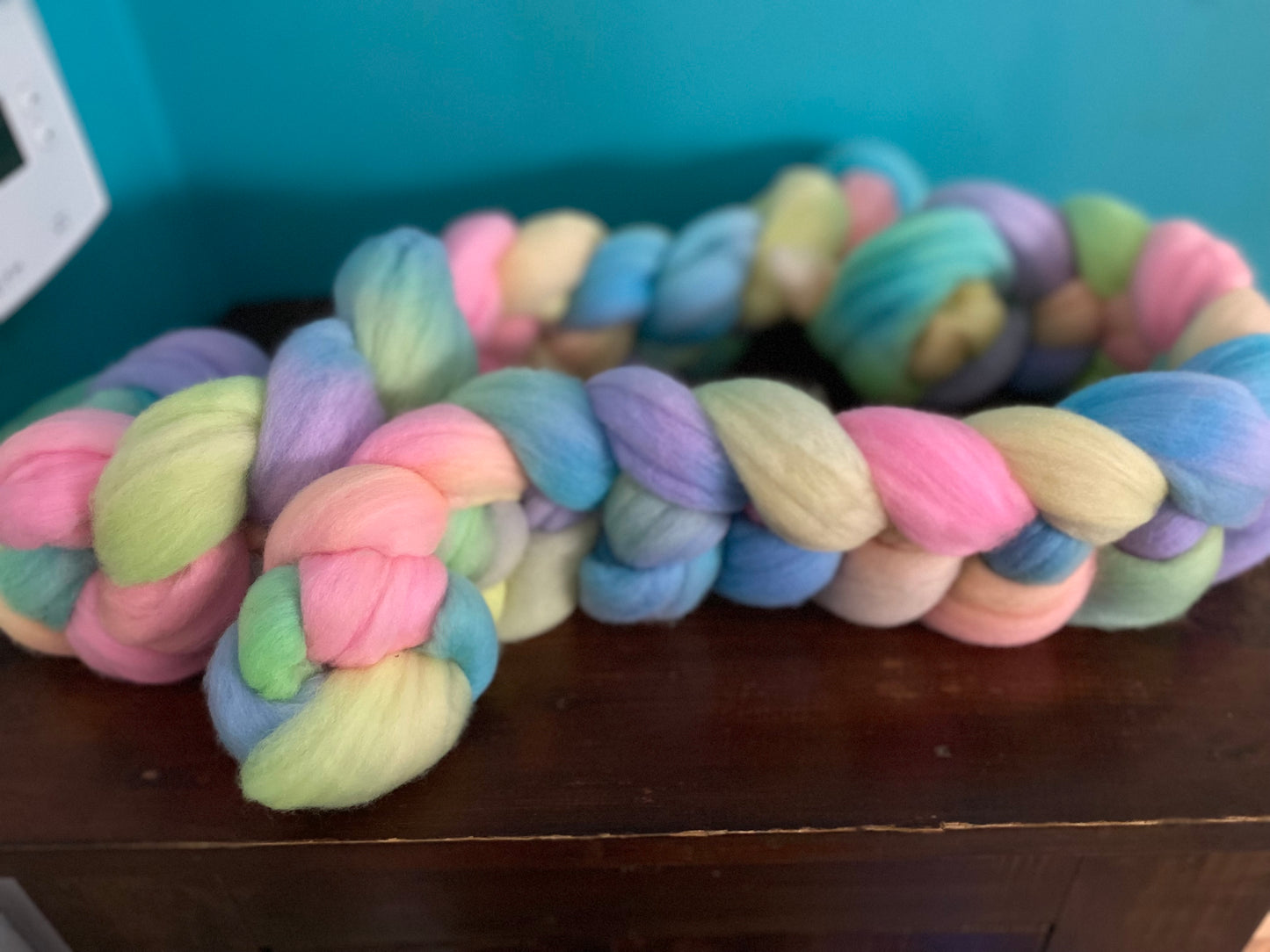 Untreated 19.5 Micron Merino Combed Top - Easter Rainbow One