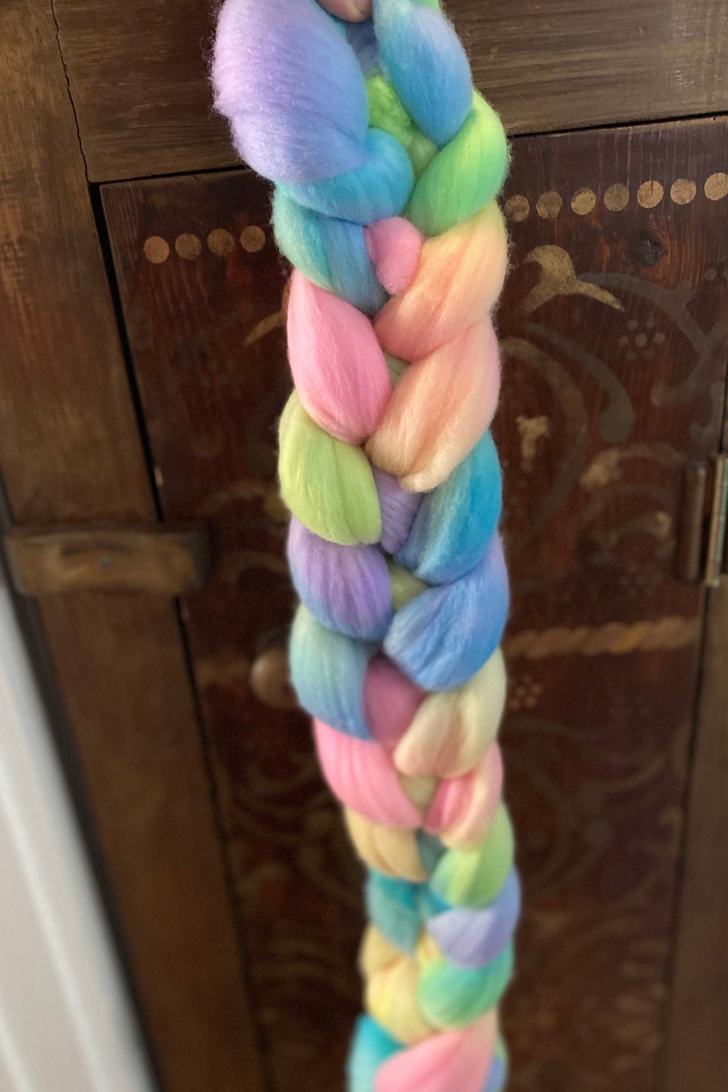 Untreated 19.5 Micron Merino Combed Top - Easter Rainbow One