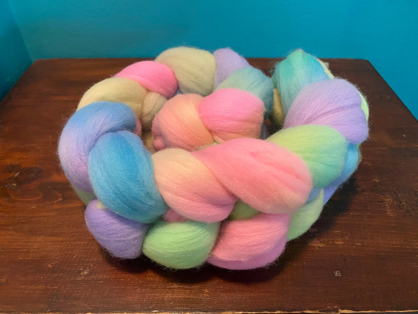 Untreated 19.5 Micron Merino Combed Top - Easter Rainbow One