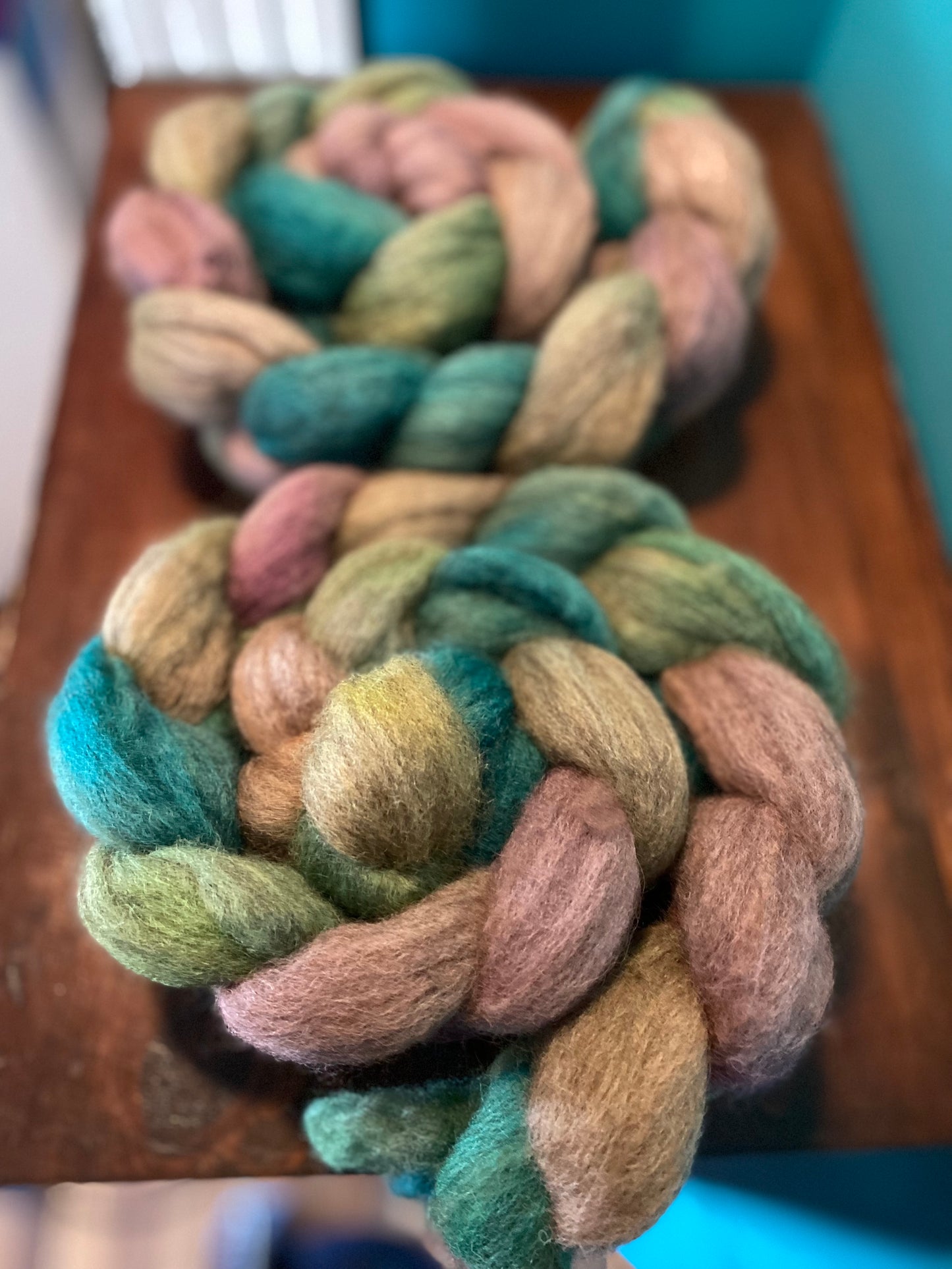 Dyed Natural Colour Oatmeal Blue Faced Leister (BFL) and Baby Camel Blend Top