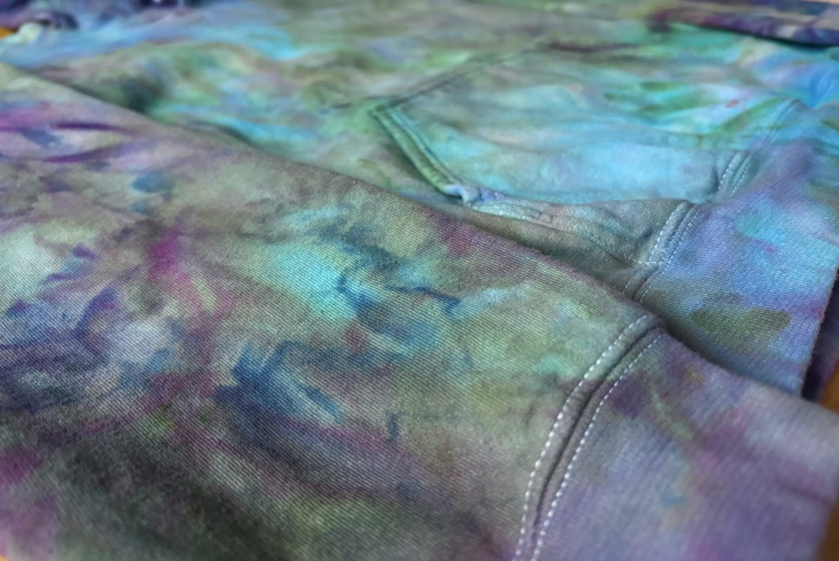 Unisex 2xl - Hand Dyed Hoodie - Turquoise & Purple