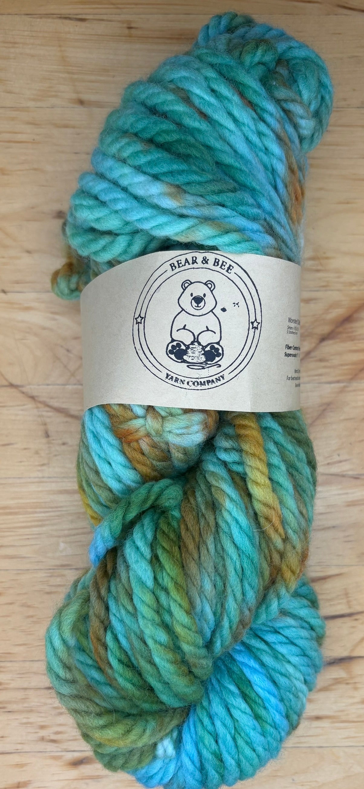 Green and Orange - Untreated Andean Highland Wool - Super Bulky