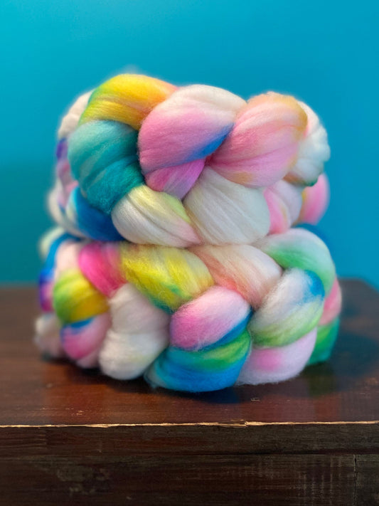 Superwash Merino Combed Top Roving -  19.5 Micron - Easter Speckles