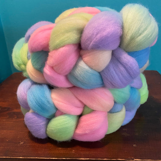 Untreated 19.5 Micron Merino Combed Top - Easter Rainbow One