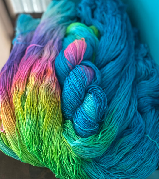 It's A Moonbow! Sparkly Silver Stellina Sock Yarn