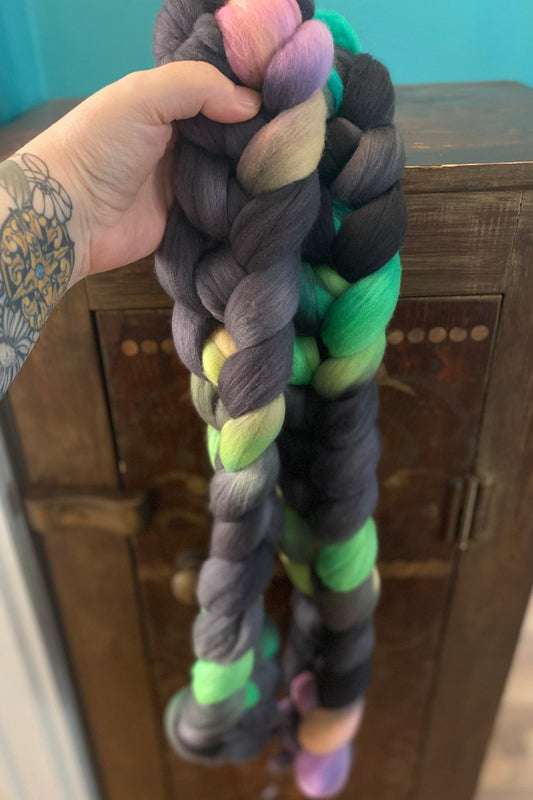Untreated 19.5 Merino Combed - OOAK Neons and Gray