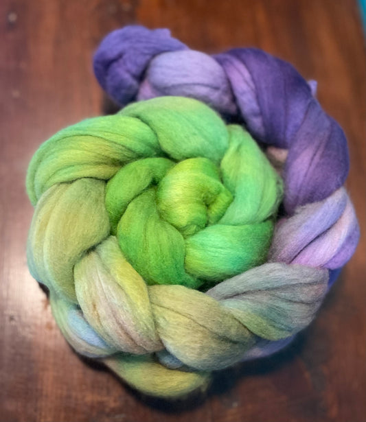 Untreated 19.5 Merino Combed - OOAK Green and Purple