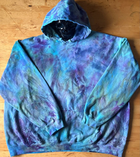 Unisex 4xl - Hand Dyed Hoodie - Blue Purple Green