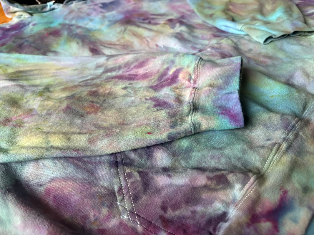 Unisex 4xl - Hand Dyed Hoodie - Blue Purple Green
