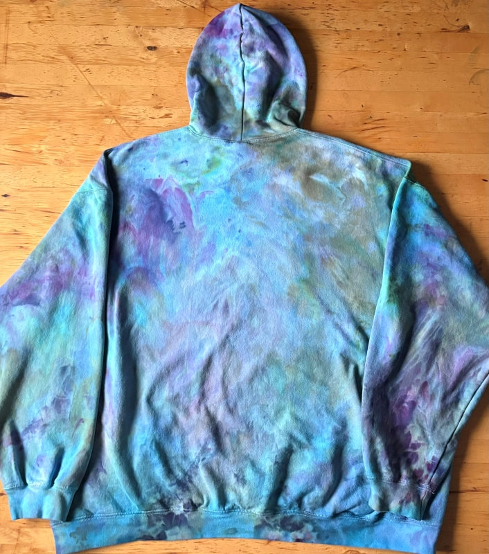 Unisex 4xl - Hand Dyed Hoodie - Blue Purple Green
