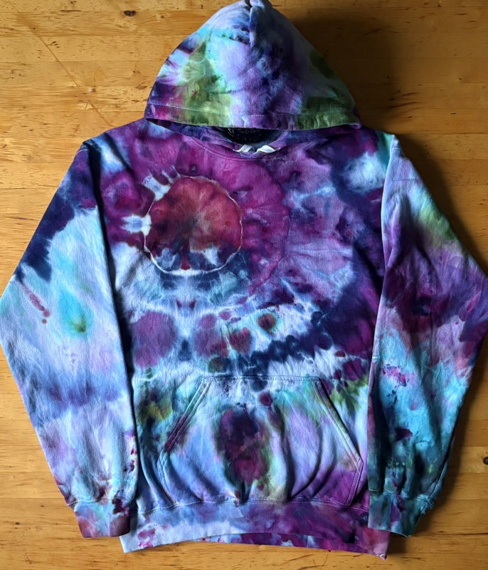 Unisex Sm - Hand Dyed Hoodie - Purple & Green