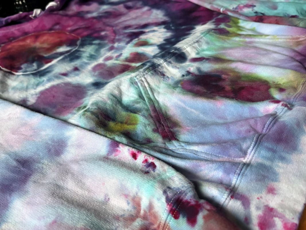 Unisex Sm - Hand Dyed Hoodie - Purple & Green