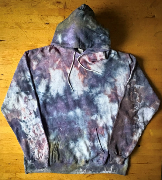 Unisex 2xl - Hand Dyed Hoodie - Earthy Brown Green Purple Blue