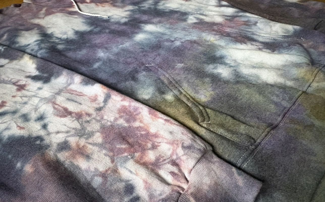 Unisex 2xl - Hand Dyed Hoodie - Earthy Brown Green Purple Blue