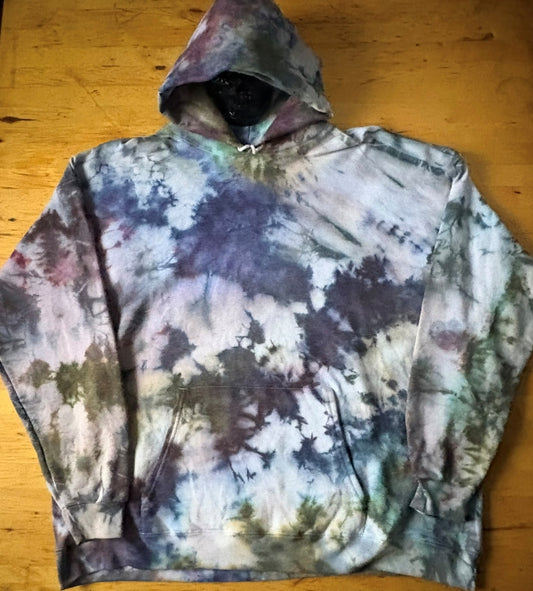 Unisex 3xl - Hand Dyed Hoodie - Earthy Brown Green Purple Blue