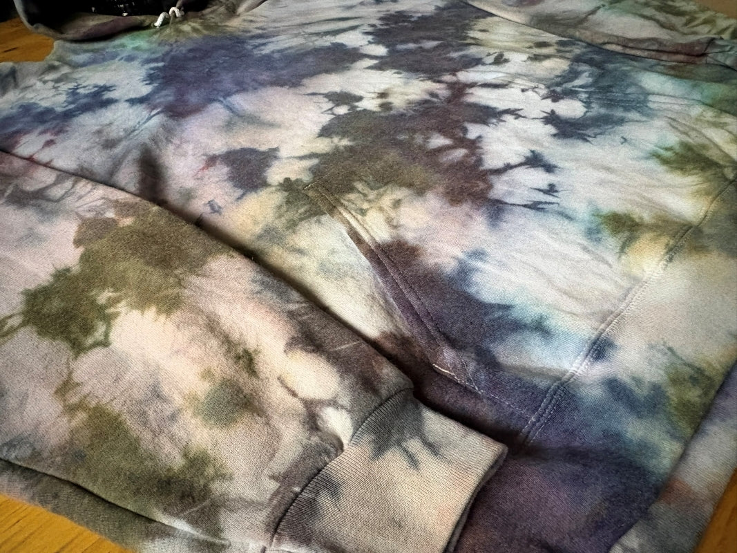 Unisex 3xl - Hand Dyed Hoodie - Earthy Brown Green Purple Blue
