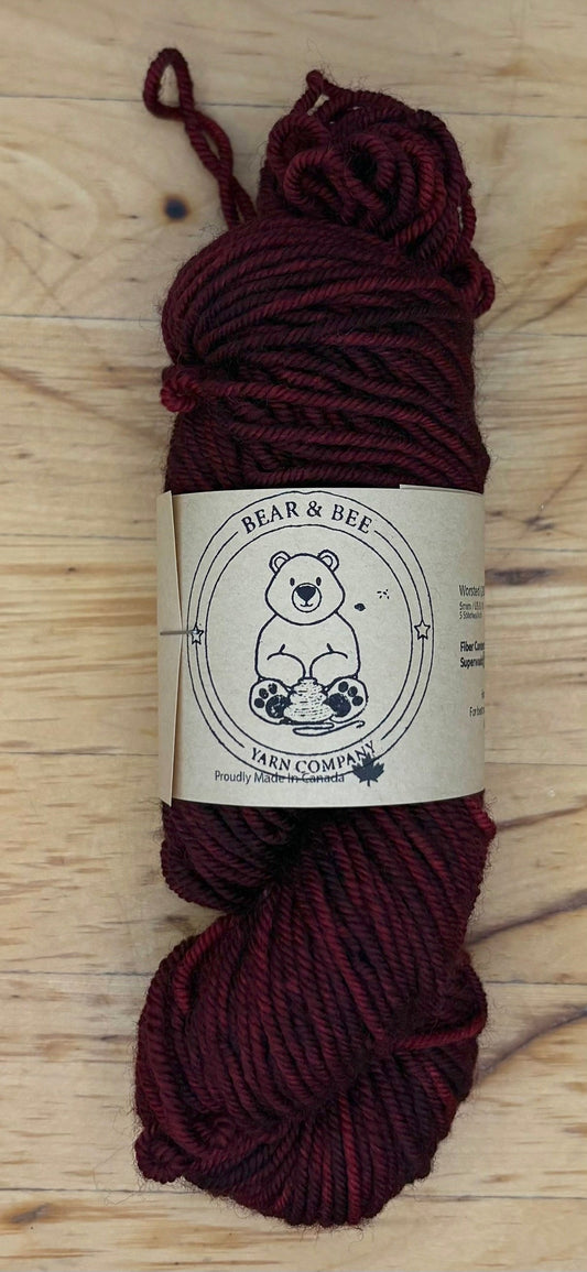 50G Worsted Weight Superwash Merino - Dark Red