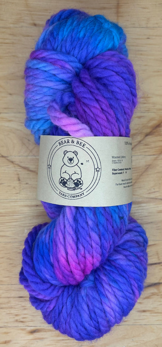 Bright Pink and Purple - Untreated Andean Highland Wool - Super Bulky