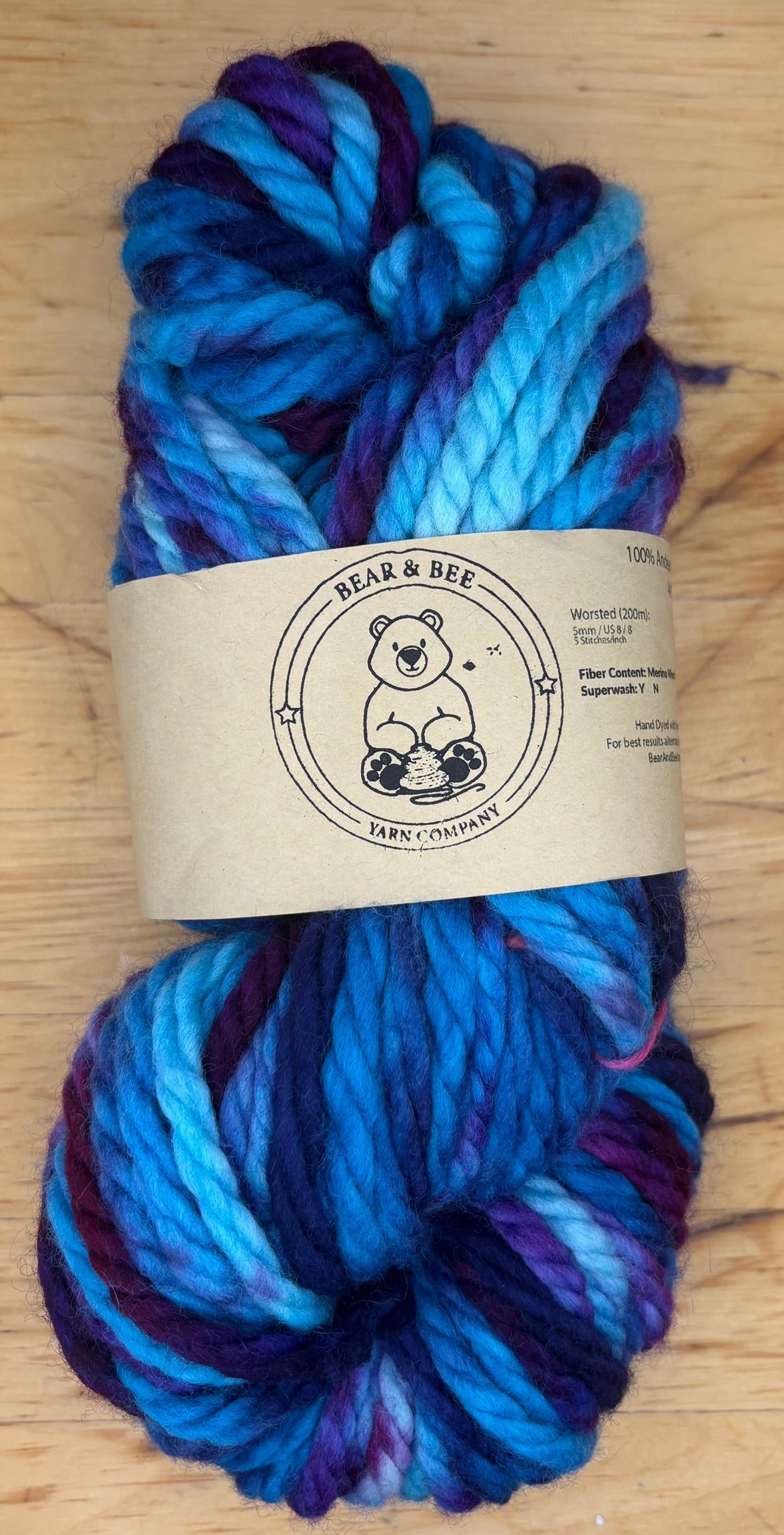 Dark Purple and Turquoise - Untreated Andean Highland Wool - Super Bulky
