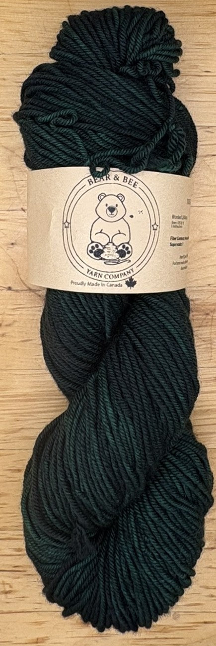 Dark Forest Green - 100g Worsted Weight Superwash Merino