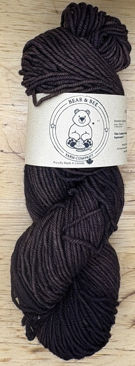 Dark Brown - 100g Worsted Weight Superwash Merino
